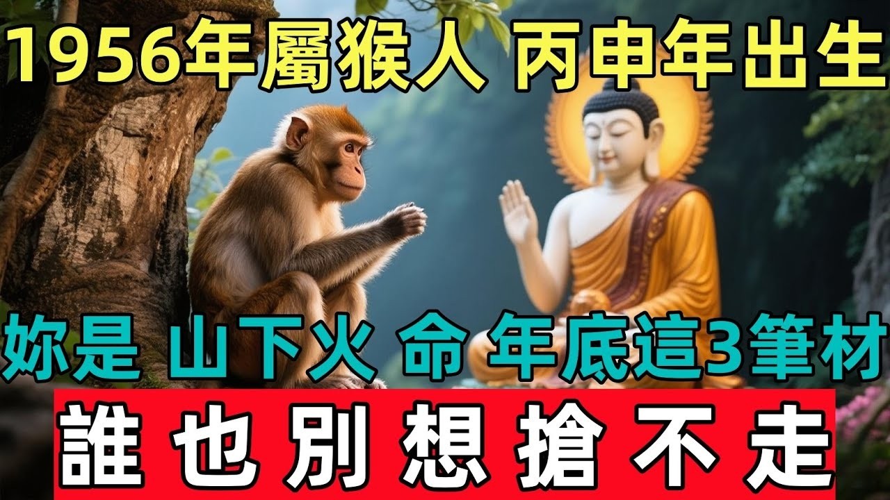 1956年屬猴人，丙申年出生，妳的苦日子撤底結束了！佛說：妳是「山下火」命，年底前這3筆材，誰也別想搶不走！#佛约#生肖#财运 #佛學 #佛法 #佛教 #修行#生肖运势#属相运势#monkey