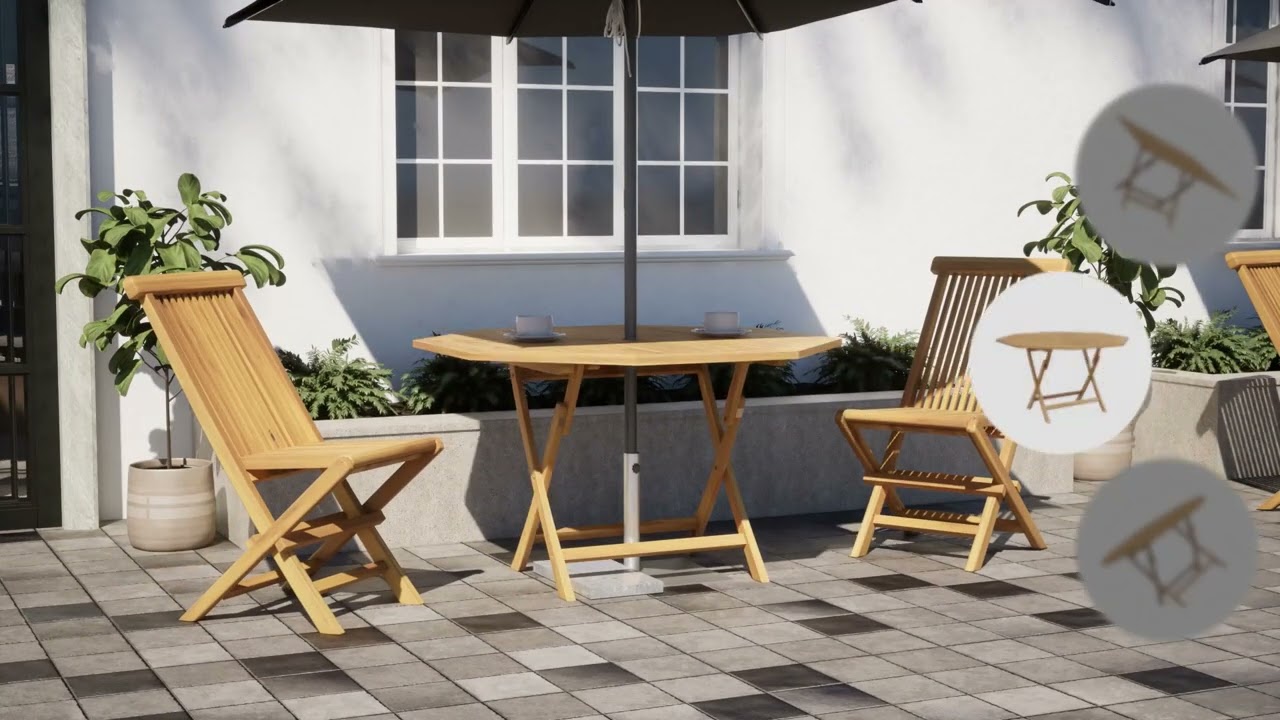 vidaXL Tuintafel - Massief teakhout - Inklapbaar - 150 x 90 x 75 cm