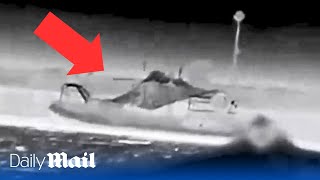 Magura V boat drone swarm destroys a Russian landing ship in Vuzka Bay, Crimea