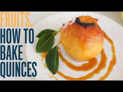 Baked quinces with apricot caramel sauce, from the video