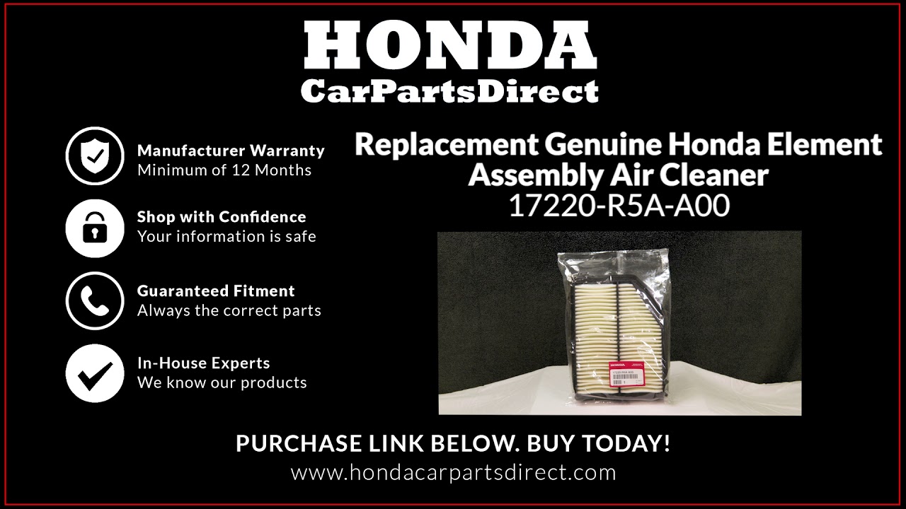 Replacement Genuine Honda Element Assembly Air Cleaner - 17220R5AA00