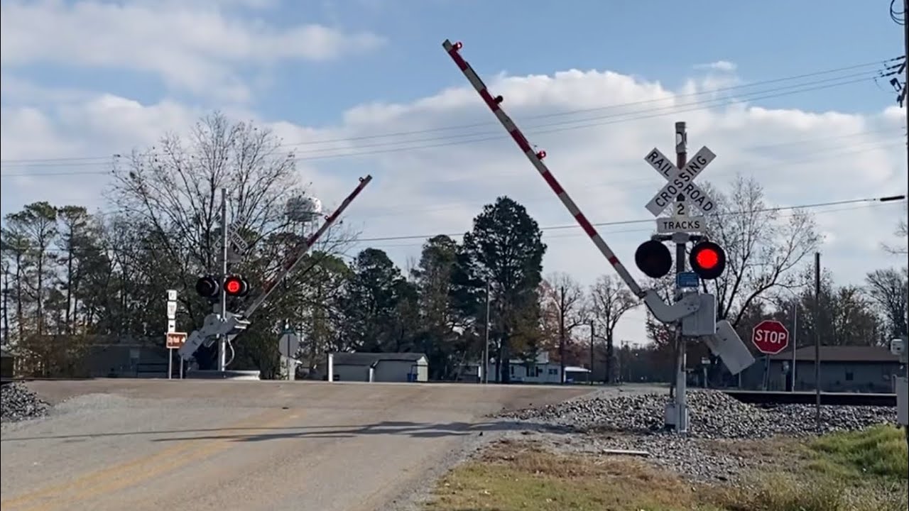 UP Scrap Gondola Train - Elm Street Railroad Crossing, Peach Orchard, AR