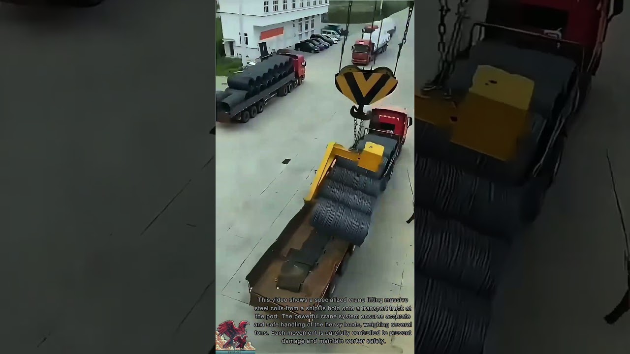 Loading Heavy Steel Coils || Powerful Port Crane in Action