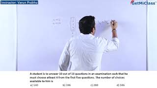 Combinatorics Exam Question Choices Calculated JEE 11th Maths Permutation and Combination