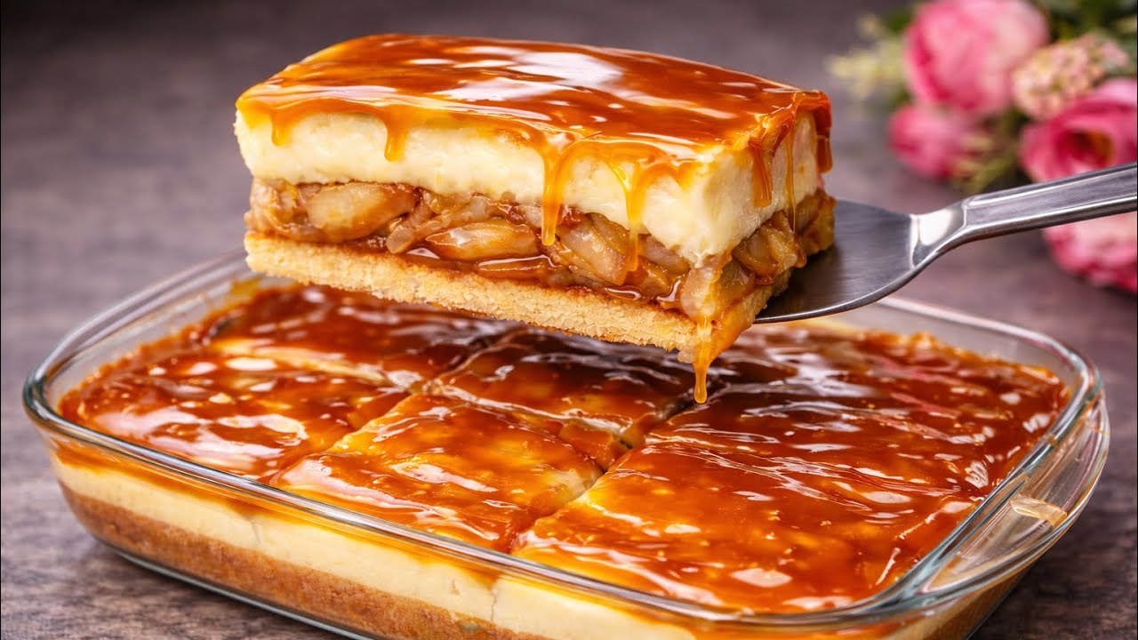🍎Diesen Apfelkuchen könnte ich dreimal täglich essen! Ohne Backen, wenige Zutaten, in nur 5 Minuten