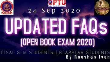 Updated FAQs||PTU||Open Book Exam 2020