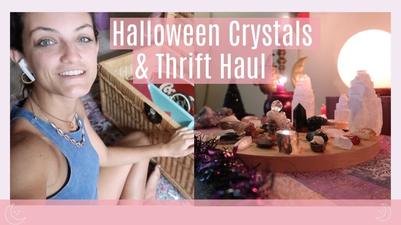 Halloween Crystal Grid, Crystals for Protection & Thrift Haul! // Taylluna Vlog