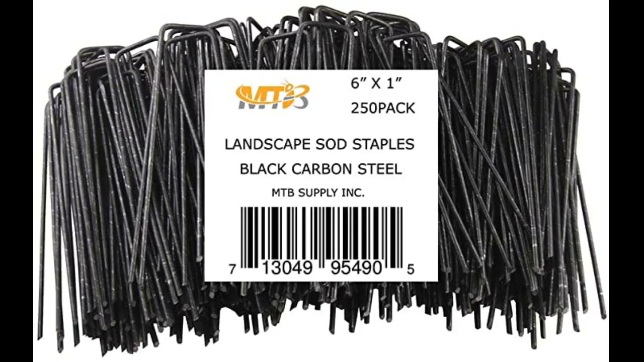 MTB 250 Pack 6x1 inch 11GA0 12inch Sod Staples Garden Pins Netting Stakes Ground Spikes Landscape Co
