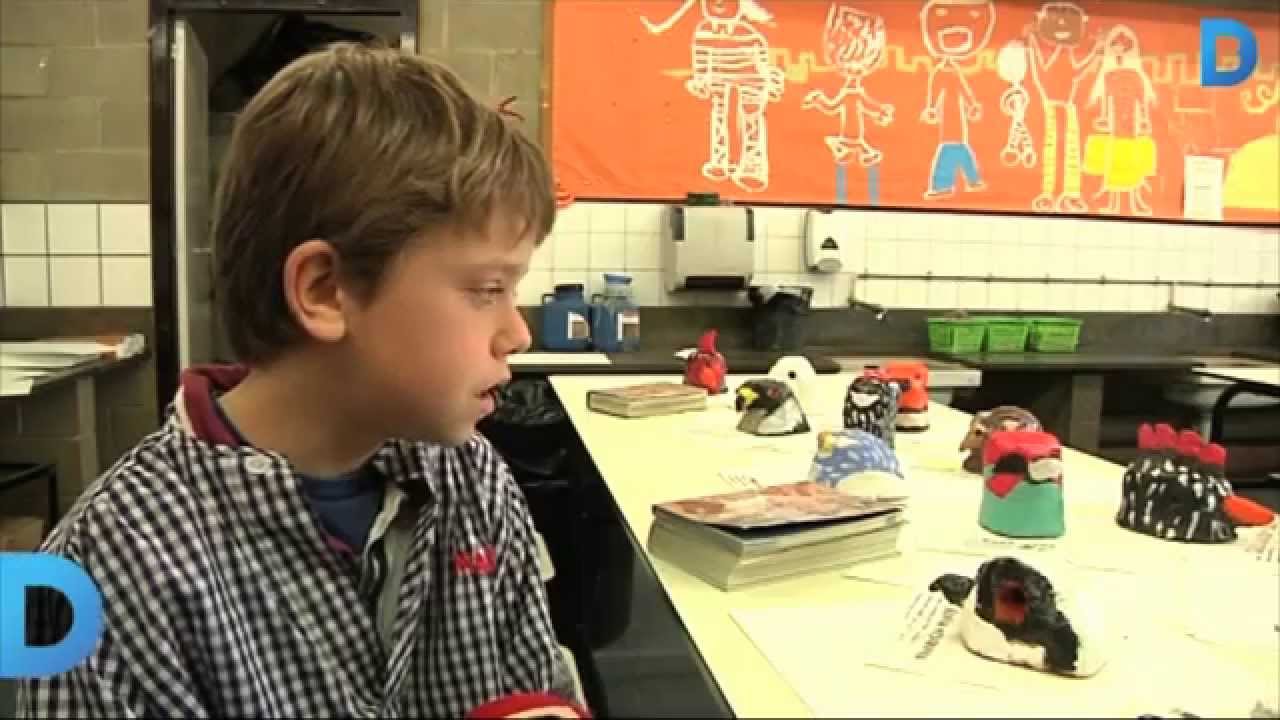 Els alumnes de l'escola Thau a càrrec d'un galliner