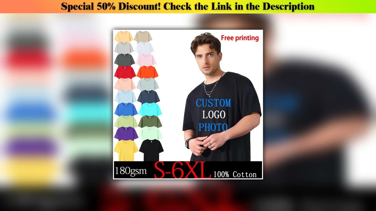 Slide Free printing 180Gsm 100% Cotton Short Sleeve Tops Tee  Custom Order Choice Yourself Unisex O