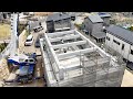 Process of Building a House With Concrete Blocks in Just 2 Weeks. Precast Concrete Factory.