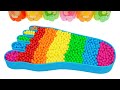 Satisfying Video l Mixing Rainbow Foot Bathtub with Beads Cutting ASMR #41