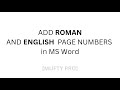 Add Roman and English Page Numbers in MS Word