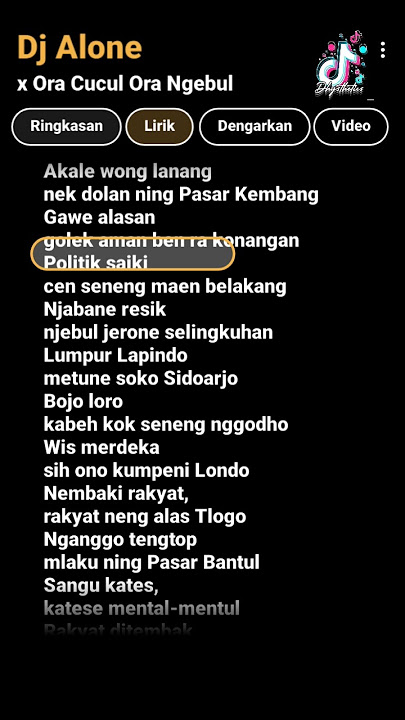 Dj Alone x Ora Cucul ora ngebul ( Lirik google ) #lagu #jowopride #lirikgoogle #spotify #djremix
