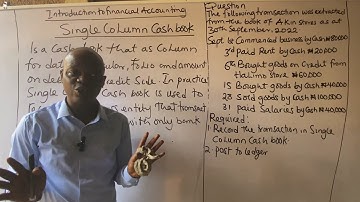 Cash Book : Single column cash book  #finance #education #financeandaccounting