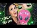 OMG!! I GOT MY FIRST SUBSCRIBER GIFT!! The Jeffree Star Alien Palette 👽💚 Green Eyeshadow Tutorial