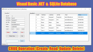 VB.NET and SQLite - Perform CRUD Operation (Create, Read, Update, Delete)