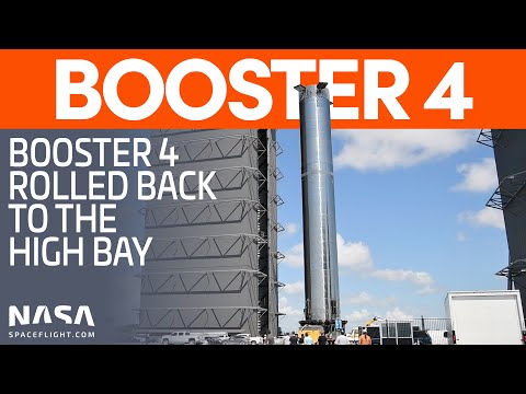 Super Heavy Booster 4 Rolls Back to the High Bay | SpaceX Boca Chica