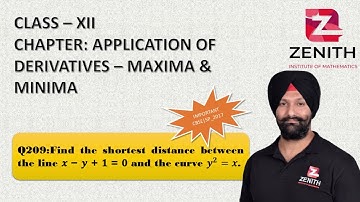 Q209: Find the shortest distance between the line 𝒙 − 𝒚 + 𝟏 = 𝟎 and the curve y^2=x.