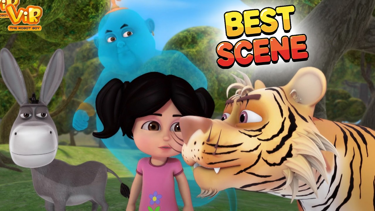 Vir The Robot Boy : Robotic Vir Ne New Look Banaya Tiger Ka | Best Scenes Robot Cartoon for kids