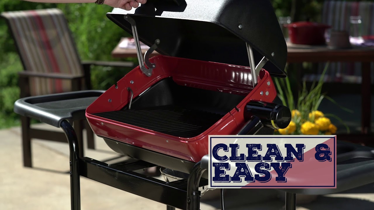 Americana Electric Cart Grill with Two Folding, Composite-Wood Side Tables  and Wire Shelf-Model 9325U8181 – MECO | Elektrogrills & Kontaktgrills