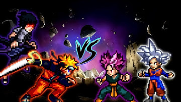 Naruto with Zangetsu V2 OP & Sasuke Rinnegan V3 OP VS Goten MUI V2 OP & Trunks UE V2 OP in Mugen