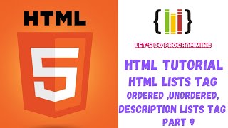 Html Tutorial | Html List tag | Ordered list | unordered list [create navigation menu ] | [Part 9]