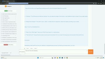 Microsoft forms html embedding