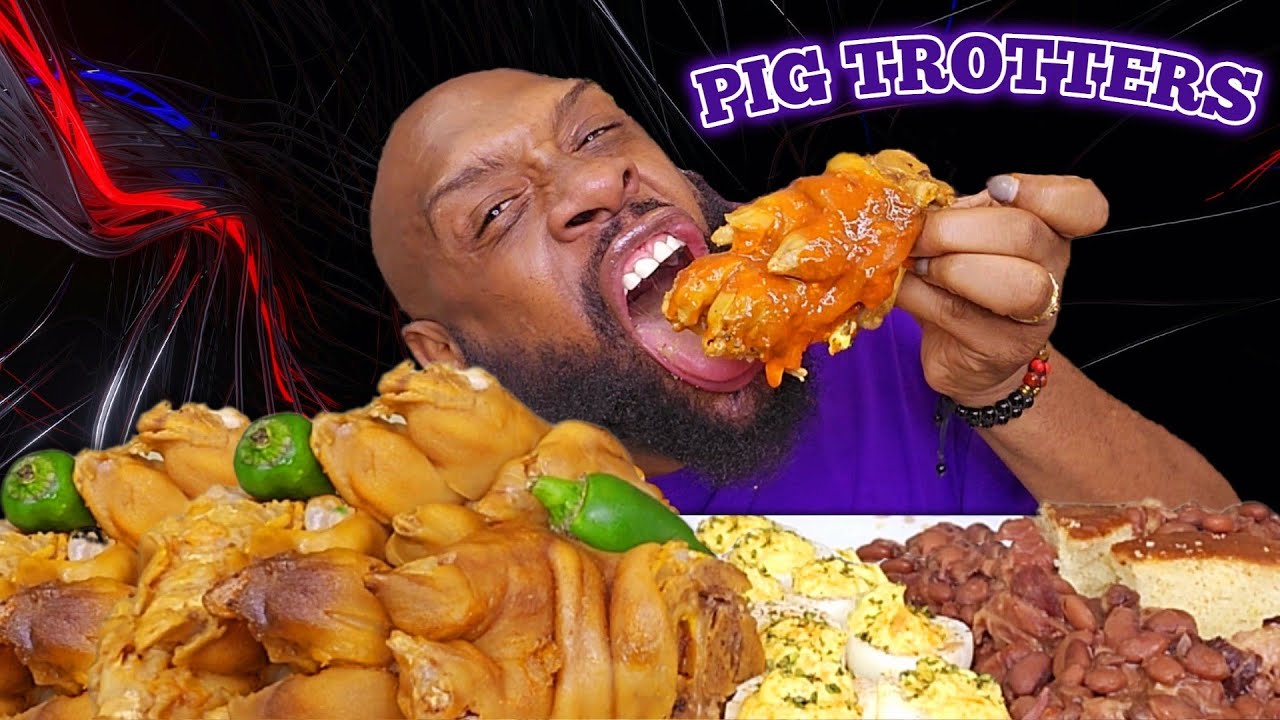 PIG FEET & PINTO BEANS MUKBANG | SOULFOOD | PIG TROTTERS