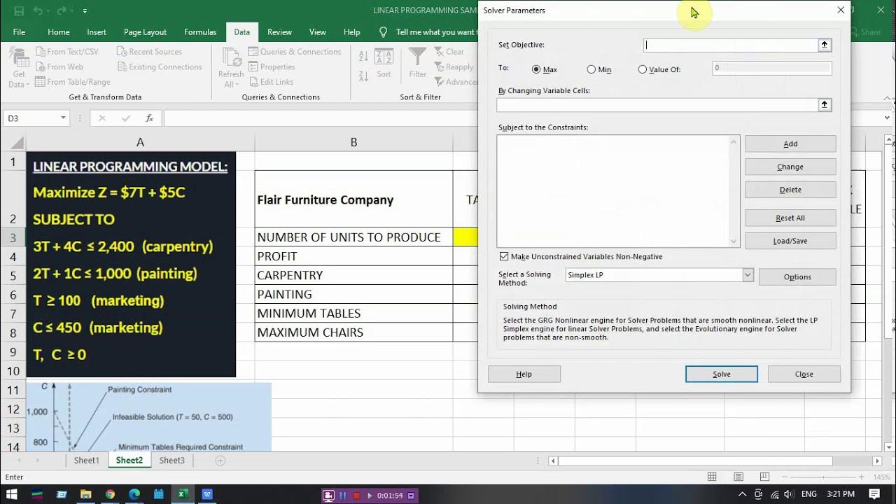 MS: Linear Programming Excel Solutions Part 3: Modeling and Graphical ...