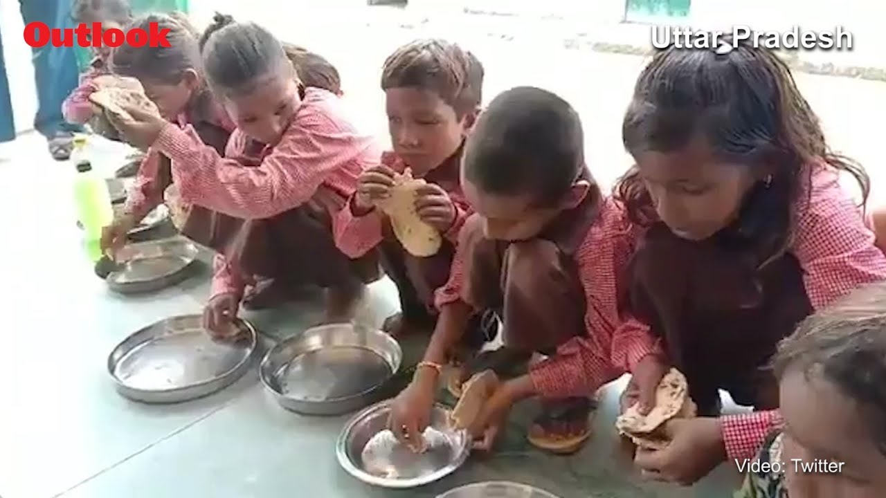 Roti With Salt Served As Mid-Day Meal For Primary School Students In UP's Mirzapur