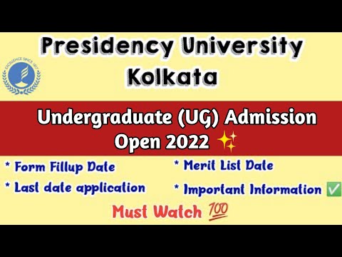 Presidency University Kolkata UG Admission 2022 || Official Notification PU Admission 2022 BA/BSc