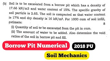 Soil Mechanics Numerical Solution | 2018 PU | TU KU PoU | Borrow Pit Problem solution