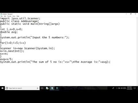 Java program for find sum and average of 5 numbers.
