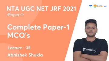 Complete Paper-1 MCQs | Lec - 35 | Paper-1 | NTA UGC NET-JRF 2021 | Abhishek Shukla