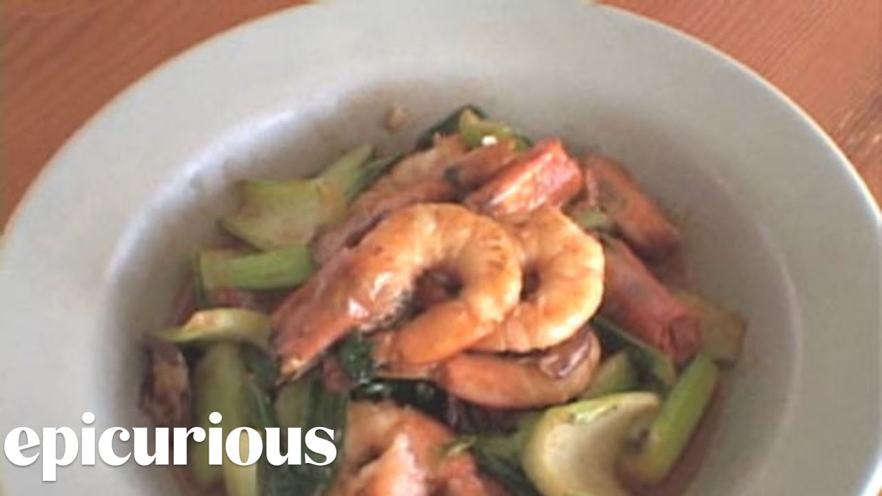 Charles Phan's StirFried Shrimp with Bok Choy and Shiitake YouTube