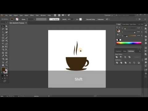 Simple coffee cup icon. Tutorial Adobe Illustrator CC for beginners