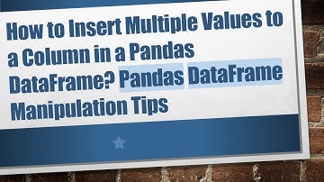How to Insert Multiple Values to a Column in a Pandas DataFrame? Pandas DataFrame Manipulation Tips
