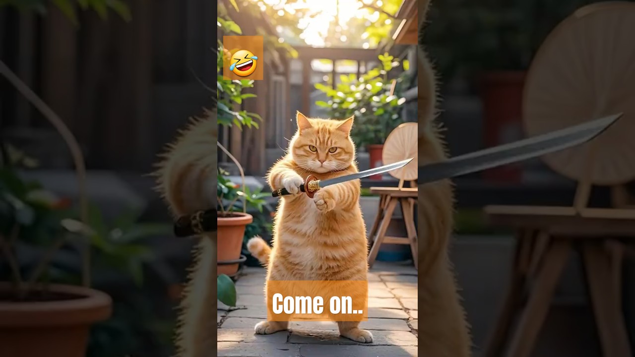 Samurai Cat: The Fearless Feline Wielding a Sword in Epic Battle! 🐱⚔️