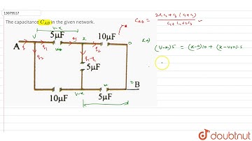 The capacitance `C_(AB)` in the given network. .