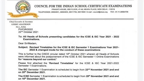 ICSE/ISC new timetable released || Semester 1 Board Exams on Icse website || Offline exams confirmed