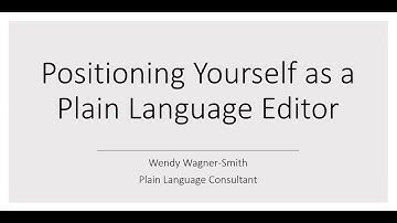 Positioning Yourself as a Plain Language Editor