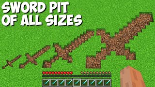 I found SECRET SWORD PIT OF ALL SIZES in Minecraft ! SUPER SWORD TUNNEL !