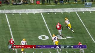 Joe Burrow Eludes Defenders Then Heavs A Long Throw For A 77 Yard Catch And Run\/\/College Football