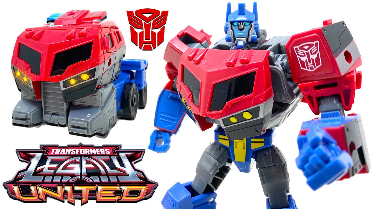 Transformers Legacy United Action Figure Optimus Prime Voyager Class 17,5 Cm, Da Robot A Camion, Universo Animated - 2