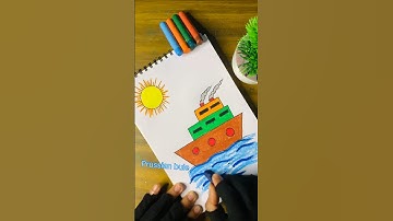 🌈cute ship drawing🚢😱☺️#drawing#shorts#oilpastel#ship#painting#kidsdrawing#easydraw#viral#trending
