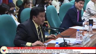 Pabago-bagong salaysay ng dating amo ng kasambahay na si Elvie Vergara, kinuwestyon sa Senado