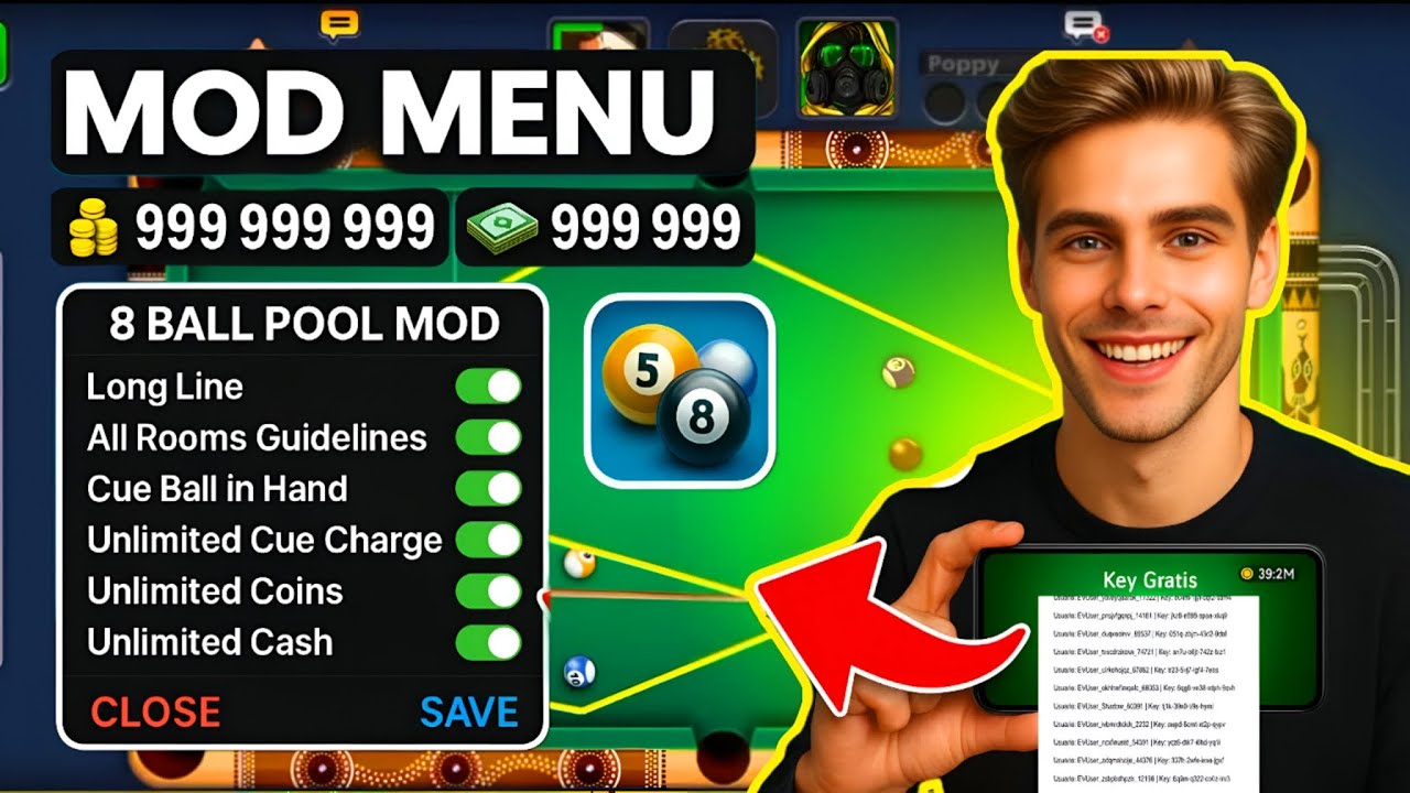 8 BALL POOL MOD MENU APK 🔥LINEAS LARGAS AUTO PLAY PARA ANDROID Y IOS 😎 ...