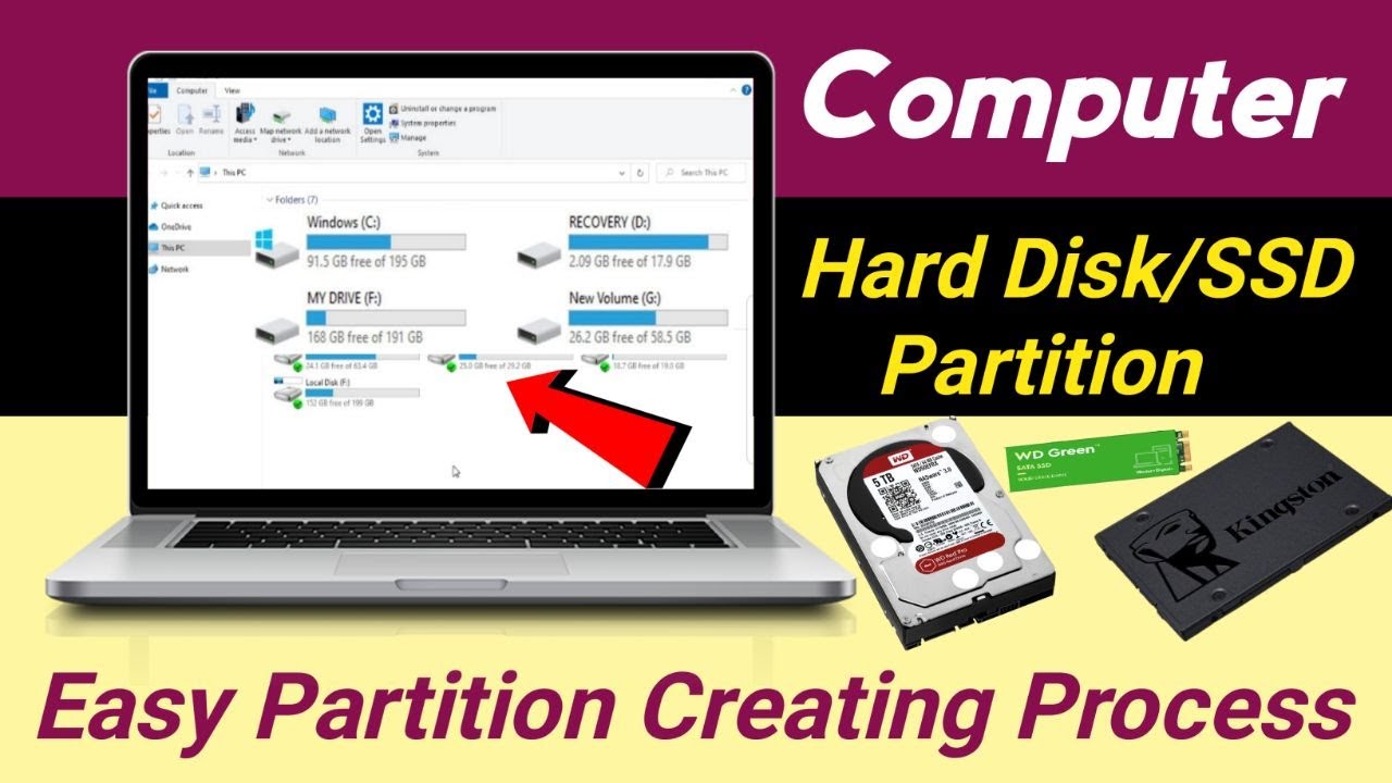 Partition Behind Computer Hard Drive Partition on Compute or Laptop |Hard Drive Partition Kese ...