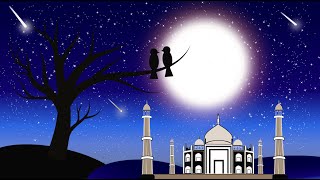 Create Night Sky Vector Illustration With Silhouette Moonlight & Taj Mahal In Illustrator